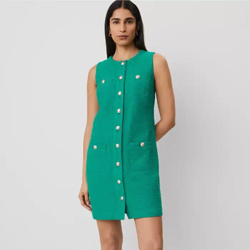 Ann Taylor Emerald Green Sleeveless Mini Dress